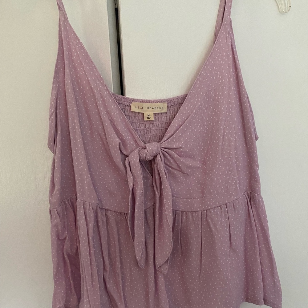 Pacsun la hearts summer tank top cotton very soft light pink polka dot